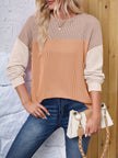 Color Block Round Neck Long Sleeve Sweatshirt