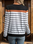 Striped Round Neck Long Sleeve Sweatshirt